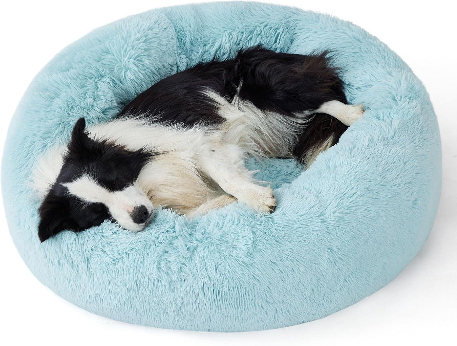 Calming Dog Bed for Small Dogs - Donut Washable Small Puppy Bed, 23 Inches Anti-Slip round Fluffy Plush Faux Fur Large Cat Bed, Fits up to 25 Lbs Pets, Camel