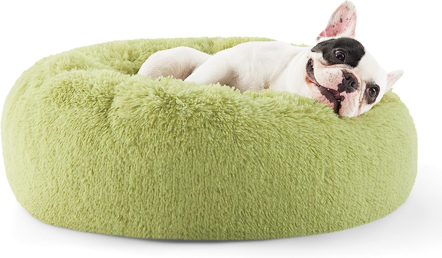 Calming Dog Bed for Small Dogs - Donut Washable Small Puppy Bed, 23 Inches Anti-Slip round Fluffy Plush Faux Fur Large Cat Bed, Fits up to 25 Lbs Pets, Camel