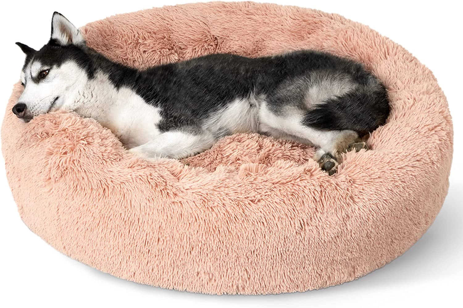 Calming Dog Bed for Small Dogs - Donut Washable Small Puppy Bed, 23 Inches Anti-Slip round Fluffy Plush Faux Fur Large Cat Bed, Fits up to 25 Lbs Pets, Camel
