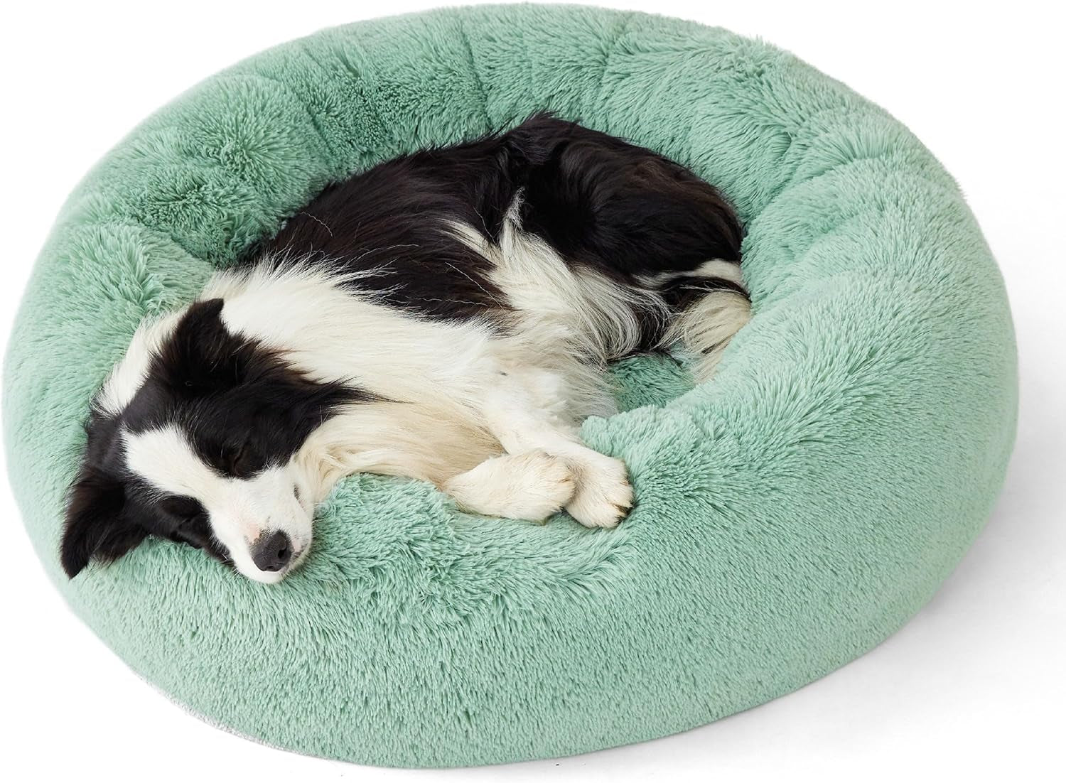 Calming Dog Bed for Small Dogs - Donut Washable Small Puppy Bed, 23 Inches Anti-Slip round Fluffy Plush Faux Fur Large Cat Bed, Fits up to 25 Lbs Pets, Camel